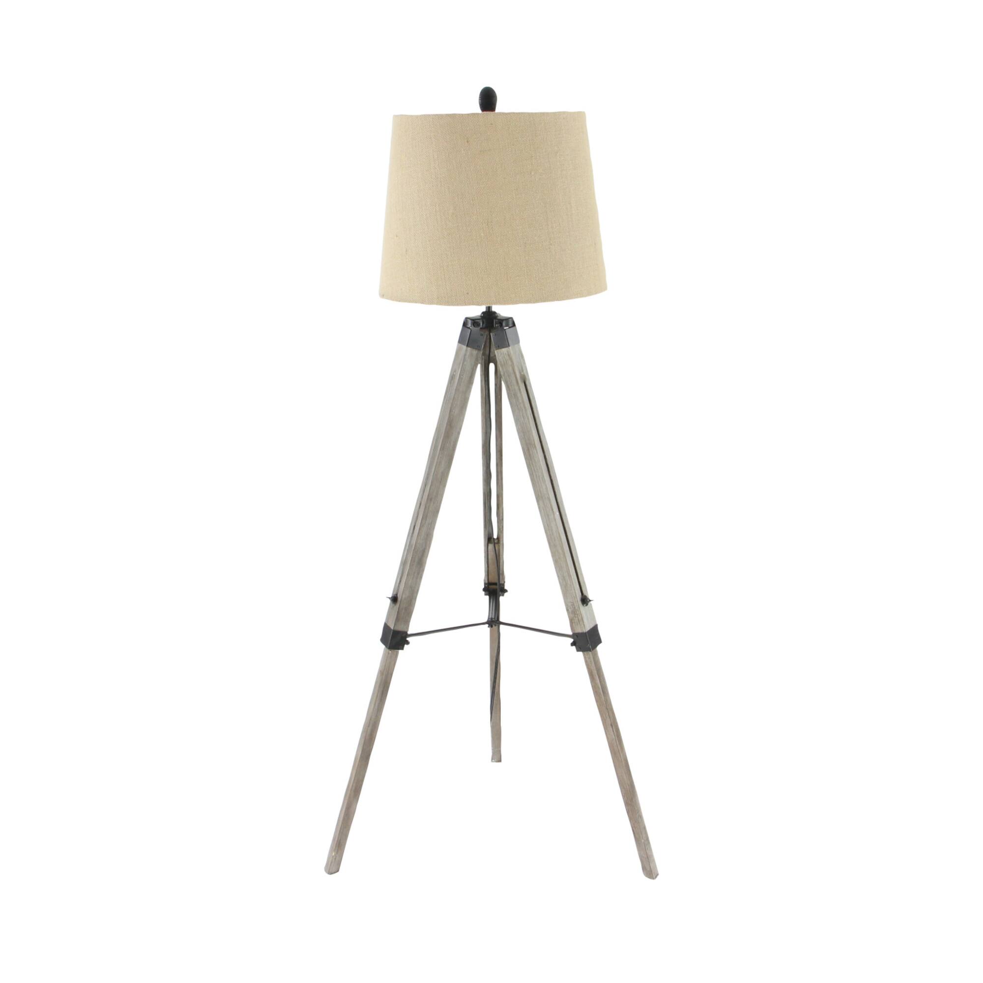 Brown Wood Industrial Floor Lamp, 61" x 25" x 25"